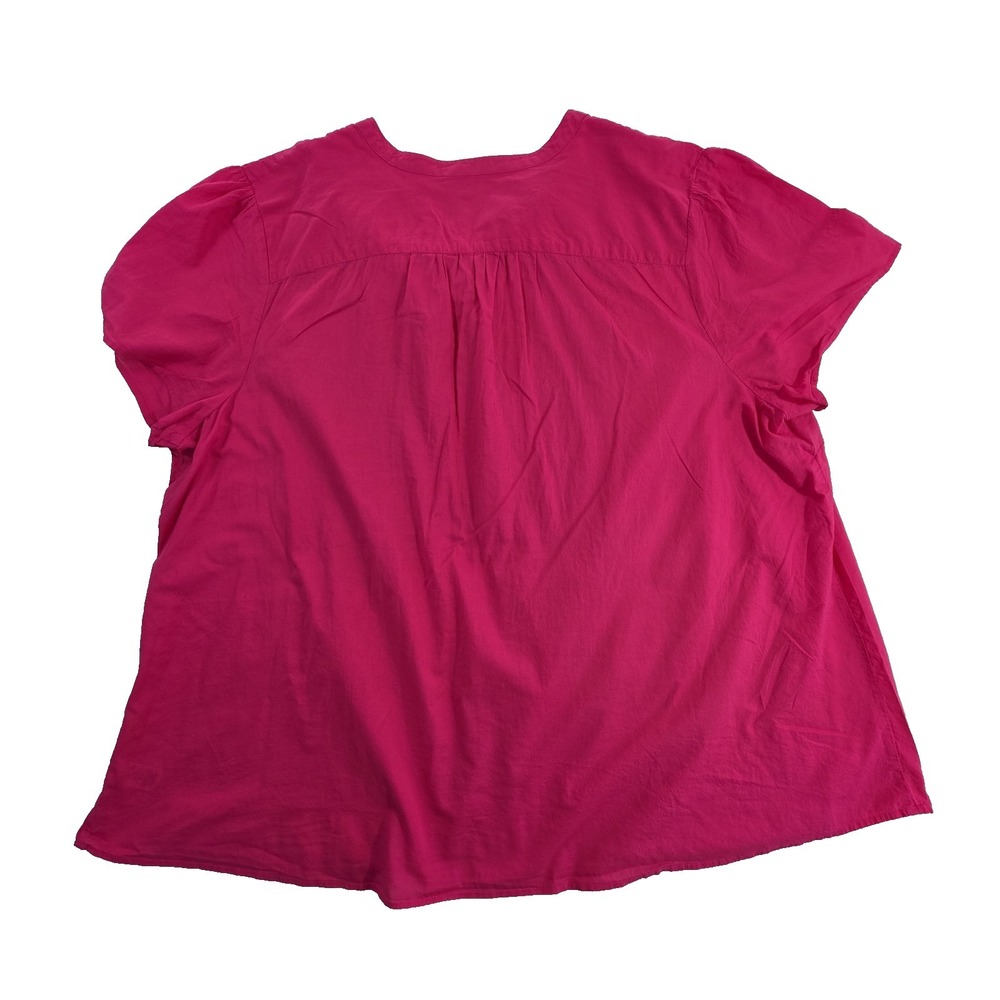 Woman Within V-Neck Tunic Top 3X (30/32) Bright Fuchsia Henley - Picture 2 of 12